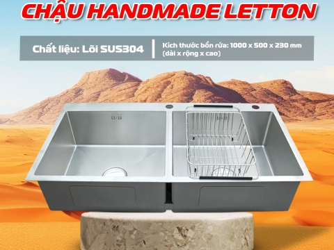 CHẬU RỬA HANDMADE LETTON LS3-10050-2H – BIỂU TƯỢNG TỐI GIẢN CAO CẤP CHO CĂN BẾP HIỆN ĐẠI