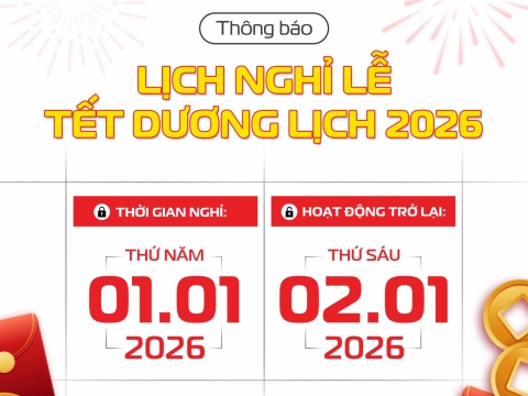 📢 Thông Báo Lịch Nghỉ Tết Dương Lịch 2026 Của Letton Việt Nam