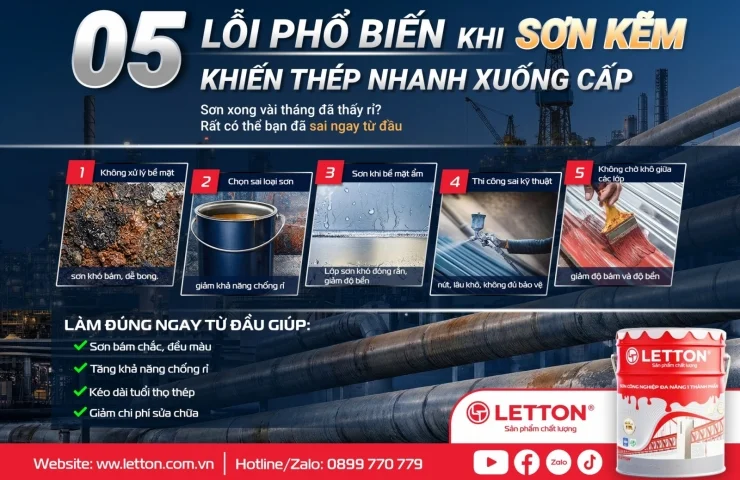 🛠 5 LỖI PHỔ BIẾN KHI SƠN KẼM KHIẾN THÉP NHANH XUỐNG CẤP