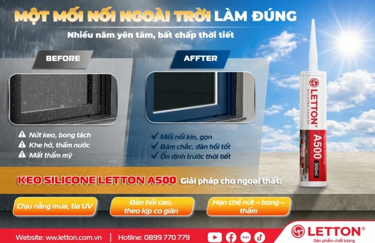 KEO SILICONE NGOẠI THẤT LETTON A500 – GIẢI PHÁP MỐI NỐI BỀN VỮNG