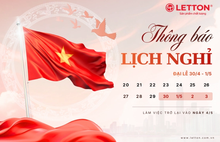 LETTON VIỆT NAM THÔNG BÁO LỊCH NGHỈ ĐẠI LỄ 30/04 – 01/05/2026