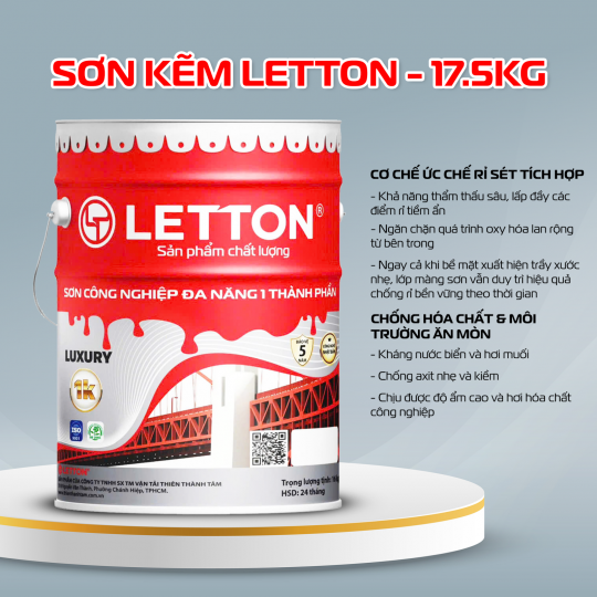 SƠN KẼM LETTON CAO CẤP - 17.5KG