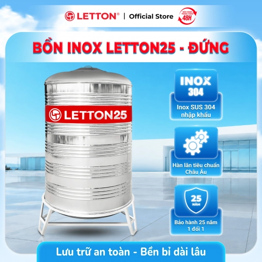 BỒN INOX LETTON 25 ĐỨNG -1000L