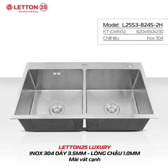 CHẬU RỬA HANDMANDE LETTON 25 - L25S3-8245-2H