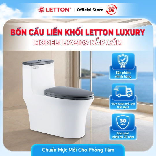 Bàn Cầu LETTON LUXURY LKX-109 Nắp Xám