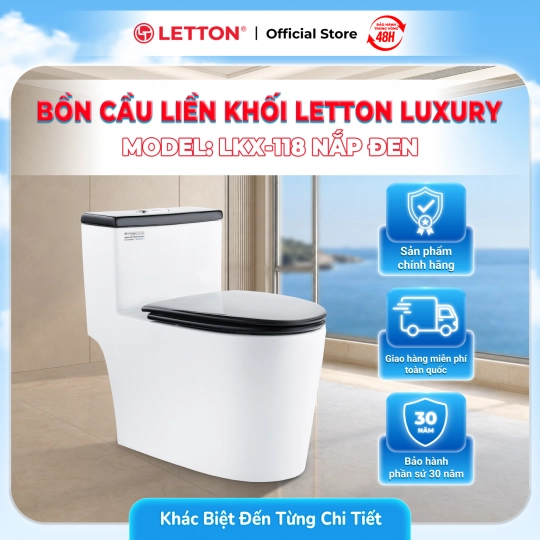 Bàn Cầu LETTON LUXURY LKX-118 Nắp Đen