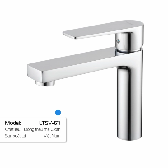 Vòi Lavabo Lạnh Đồng Thau Mạ Crome LETTON LTSV - 611 (H:20cm)