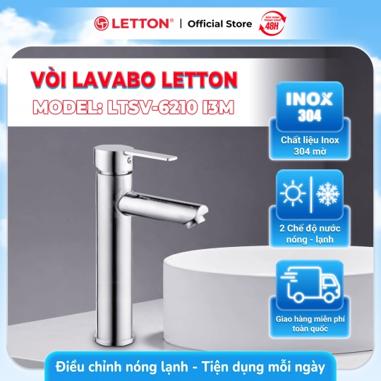 Vòi Lavabo Nóng Lạnh Inox 304 LETTON LTSV - 6210 I3M (H: 30cm)