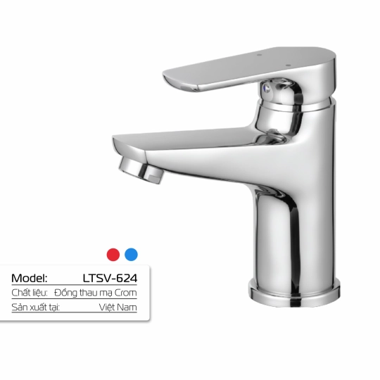 Vòi Lavabo Nóng Lạnh Đồng Thau Mạ Crome LETTON LTSV - 624