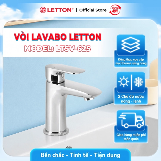 Vòi Lavabo Nóng Lạnh Đồng Thau Mạ Crome LETTON LTSV - 625