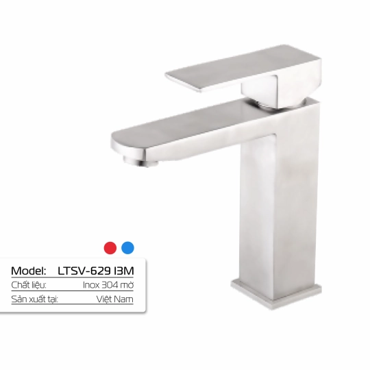 Vòi Lavabo Nóng Lạnh Inox 304 LETTON LTSV - 629 I3M (H:20cm)