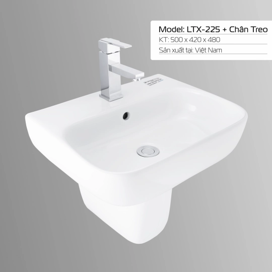LAVABO LETTON LTX - 225 + CHÂN TREO